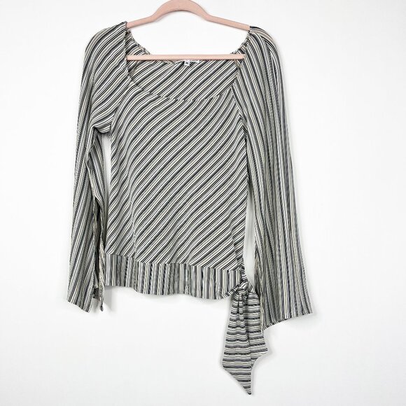 White House Black Market Tops - White House Black Market Striped Blouse - Black and White